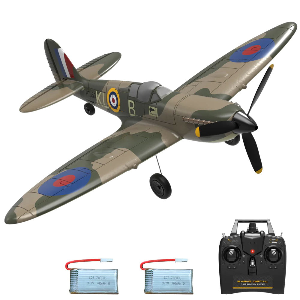 VOLANTEX RC Spitfire 4-CH Remote Control Airplane Ready to Fly for Beginners with Xpilot Stabilization System (761-12) RTF