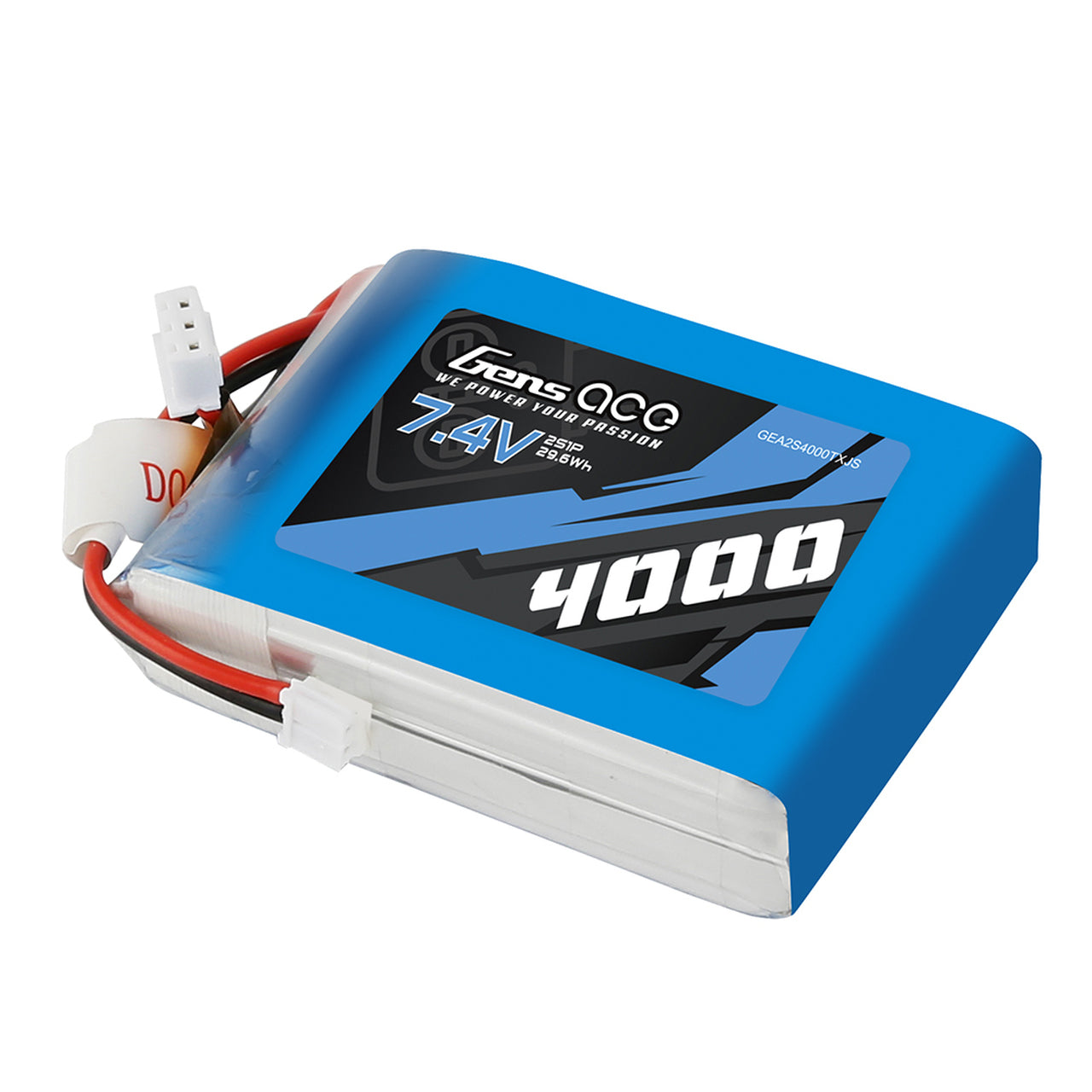 Gens ace 4000mAh 7.4V 2S1P TX Lipo Battery Pack with JST-EHR plug