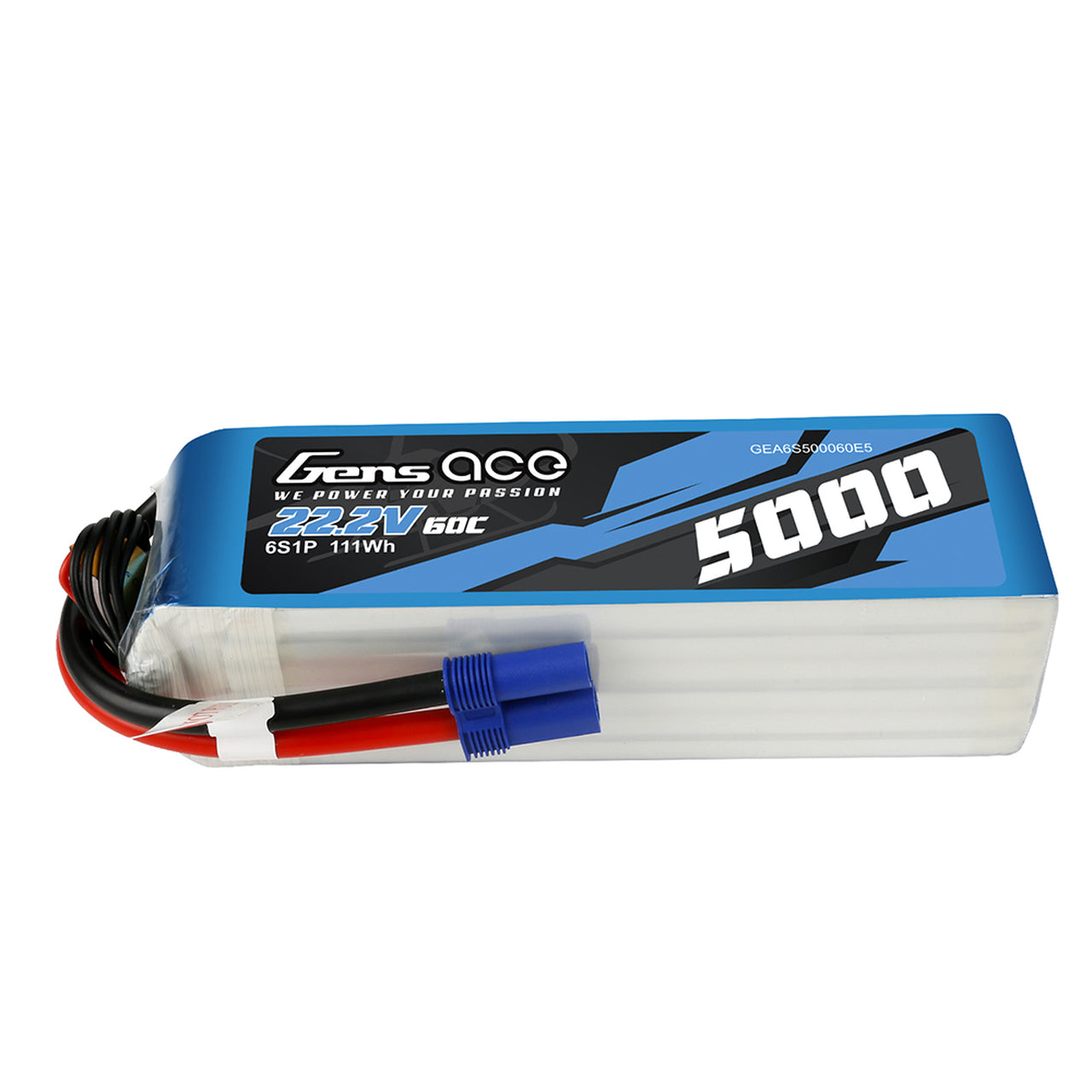 Gens ace 5000mAh 22.2V 60C 6S1P Lipo Battery Pack with EC5 plug