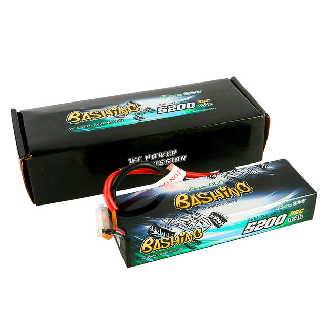 Gens Ace Bashing Series 5200mAh 7.4V 2S1P 35C Car Lipo Battery Pack Hardcase 24# With EC3, Deans And XT60 Adapter