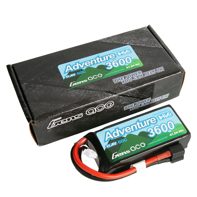 Gens Ace Adventure High Voltage 3600mAh 3S1P 11.4V 60C Lipo Battery With Deans And XT60 Adapter