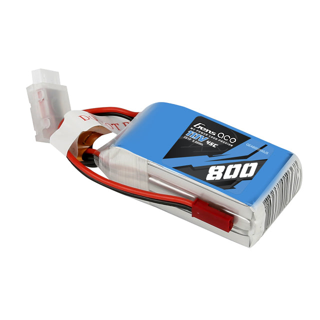 Gens Ace 800mAh 11.1V 45C 3S1P Lipo Battery Pack With JST-SYP Plug