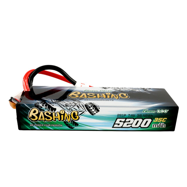 Gens Ace Bashing Series 5200mAh 7.4V 2S1P 35C Car Lipo Battery Pack Hardcase 24# With EC3, Deans And XT60 Adapter