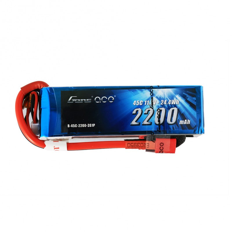 Gens ace 2200mAh 11.1V 45C 3S1P Lipo Battery Pack with Deans plug