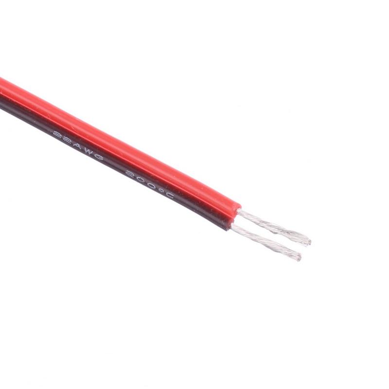 22 AWG Bulk Roll Silicone Wire Priced for Per Foot - Red & Black Conjoined