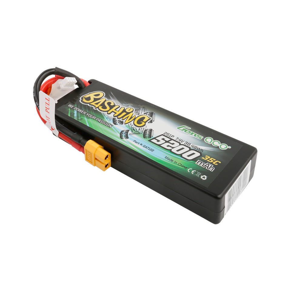 Gens Ace Bashing Series 5200mAh 7.4V 2S1P 35C Car Lipo Battery Pack Hardcase 24# With XT60 Plug