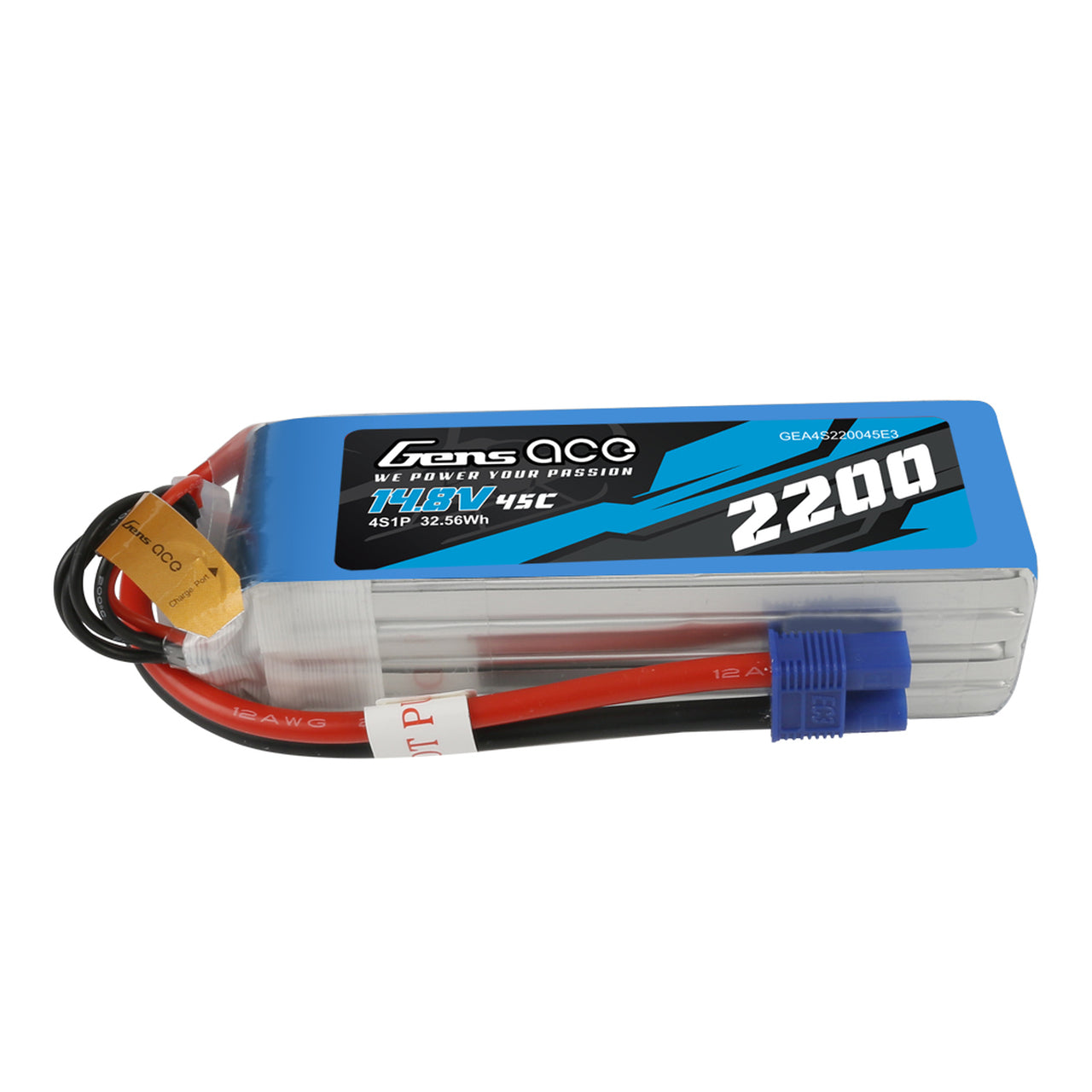 Gens Ace 2200mAh 45C 14.8V 4S1P Lipo Battery Pack With EC3 Plug