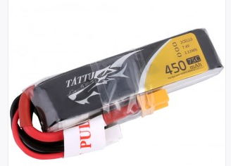 Tattu 450mAh 7.4V 75C 2S1P Lipo Battery Pack with XT30 plug - Long Size for H Frame