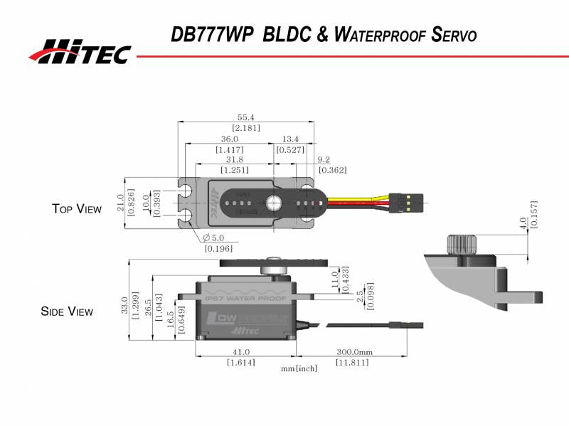 Hitec DB777WP 32-Bit MCU, Low Profile Waterproof Servo *** Special Order