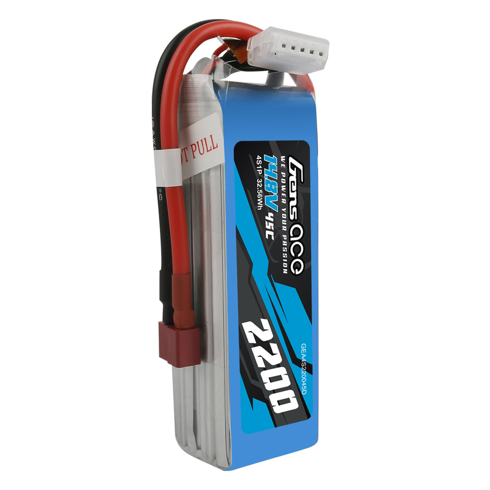 Gens ace 2200mAh 14.8V 45C 4S1P Lipo Battery Pack Deans plug