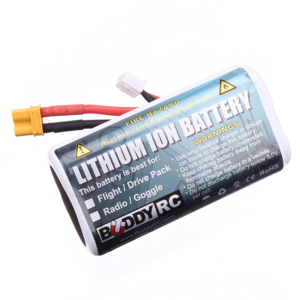 Buddy RC 2S1P 7.2V 3000mAh 2C 6A  Lithium Ion Li-ion 18650 Battery Pack with XT30 Connector for Radio Goggle Monitor