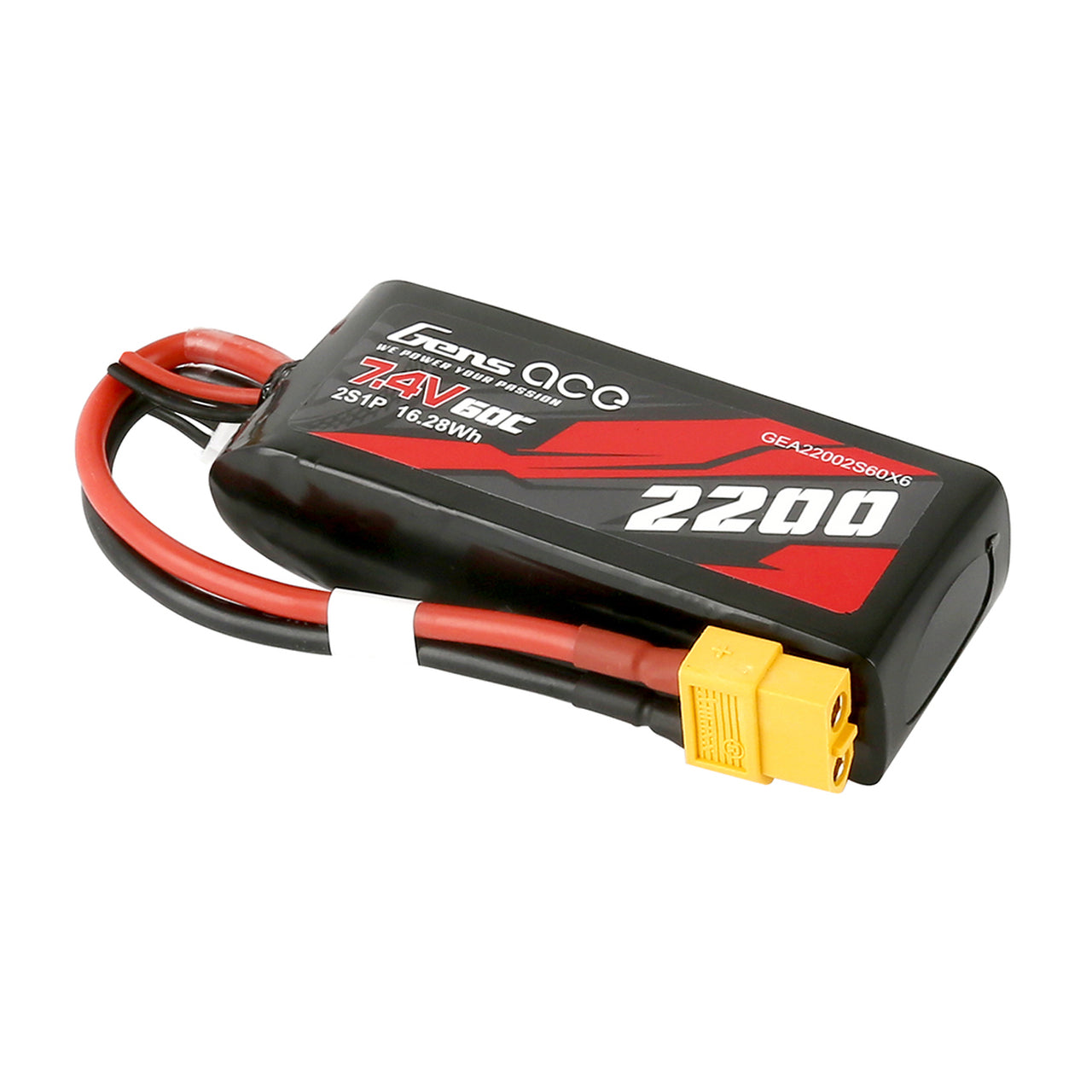 Gens Ace 60C 2S1P 7.4 V 2200mah Lipo Battery Pack With XT60 Plug