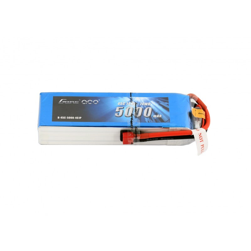 Gens ace 5000mAh 14.8V 45C 4S1P Lipo Battery Pack with Deans plug