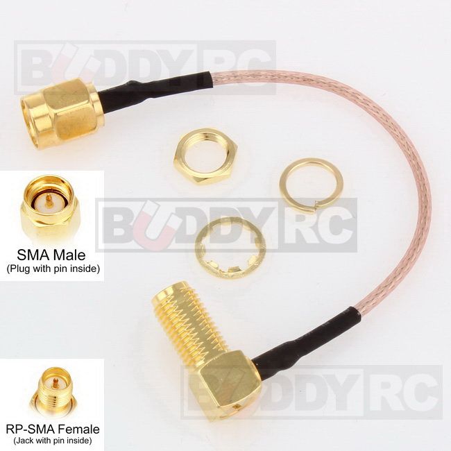 10CM SMA Male to 90 Degree RP-SMA Female Cable