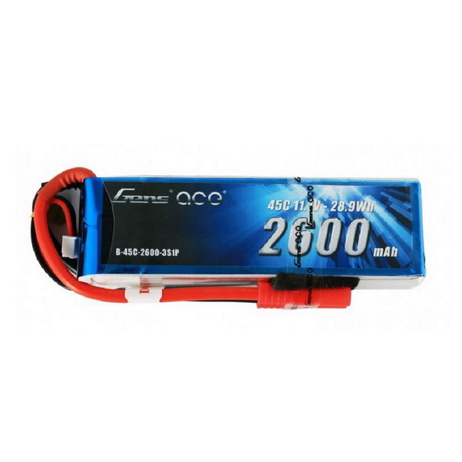 Gens ace 2600mAh 3S 11.1V 45C Lipo Battery Pack with Deans plug