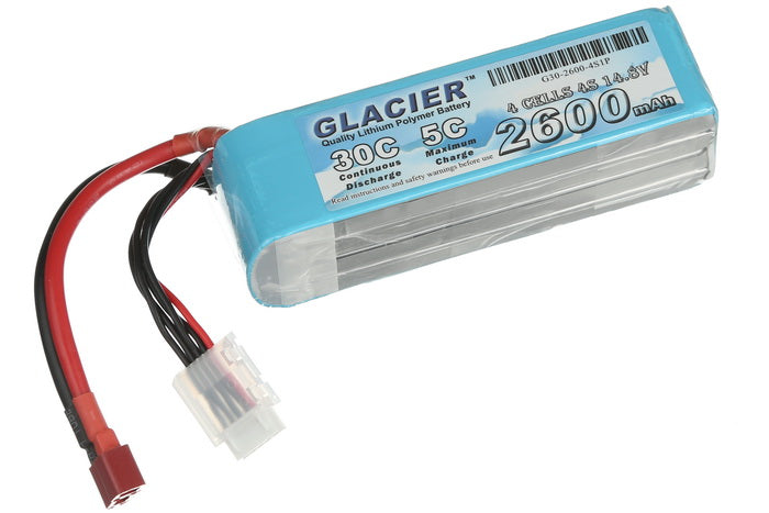 Glacier 30C 2600mAh 4S 14.8V LiPo Battery with T Plug