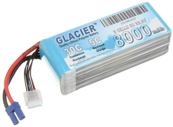Glacier 30C 8000mAh 6S 22.2V LiPo Battery - Buddy RC