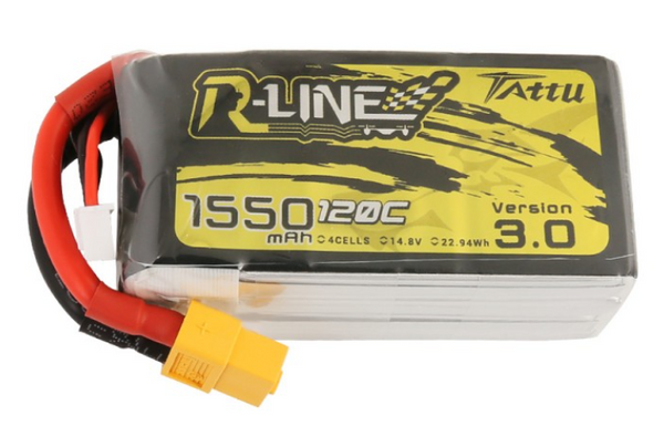 Batterie LiPo 4S 1550 mAh 120C R-Line V3 - Tattu