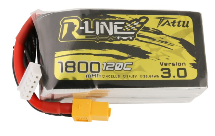 Tattu R-Line Version 3.0 1800mAh 14.8V 120C 4S1P Lipo Battery Pack with XT60 Plug