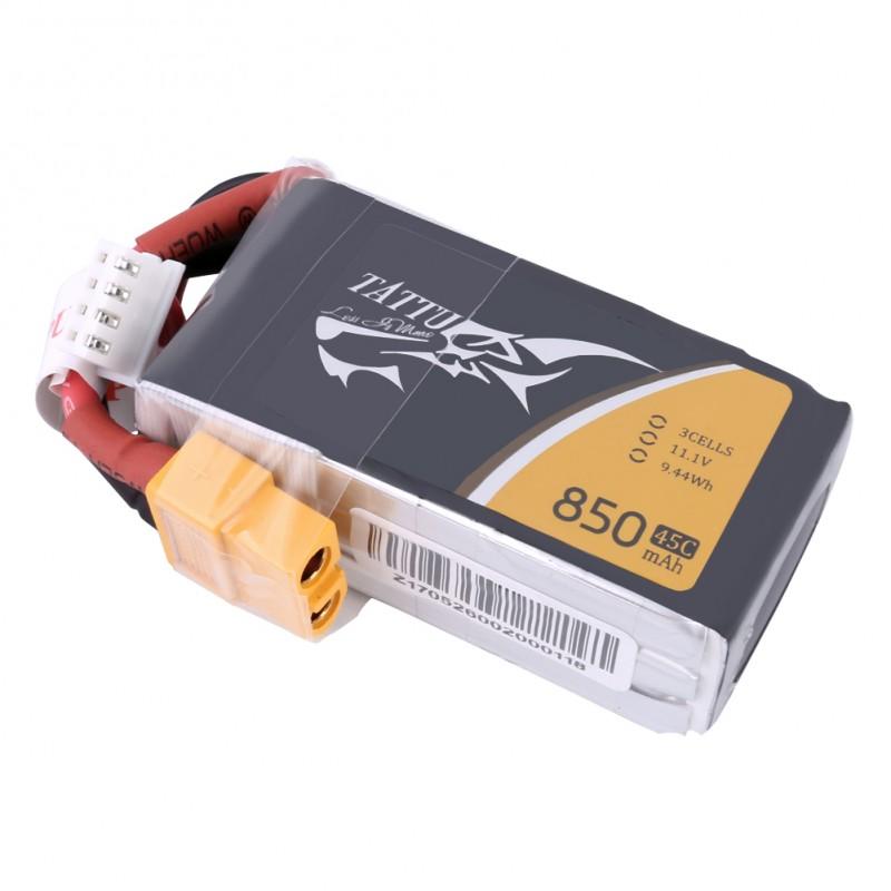 Tattu 850mAh 11.1V 45C 3S1P Lipo Battery Pack with XT60 plug